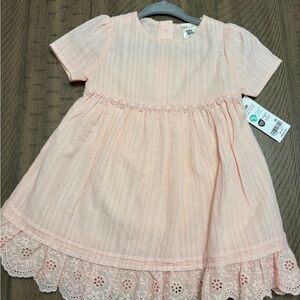 Elegant Peach Kids Dress with Lace Trim